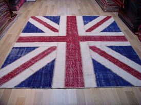 Ковер из шерсти винтажный ручной работы Британский флаг Vintage Flag Patchwork 22229