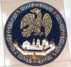 Ковер из России ОРЛЕЦ в храм круглый темно-синий